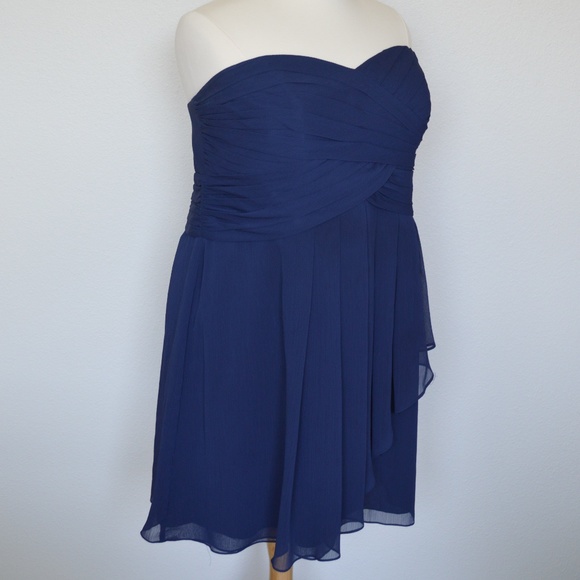 David's Bridal F14847 MARINE Short Chiffon Dress - Picture 4 of 8